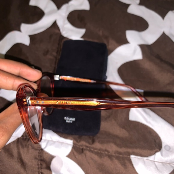 Celine Eyeglass Frame Transparent Orange 49mm - Picture 2 of 4